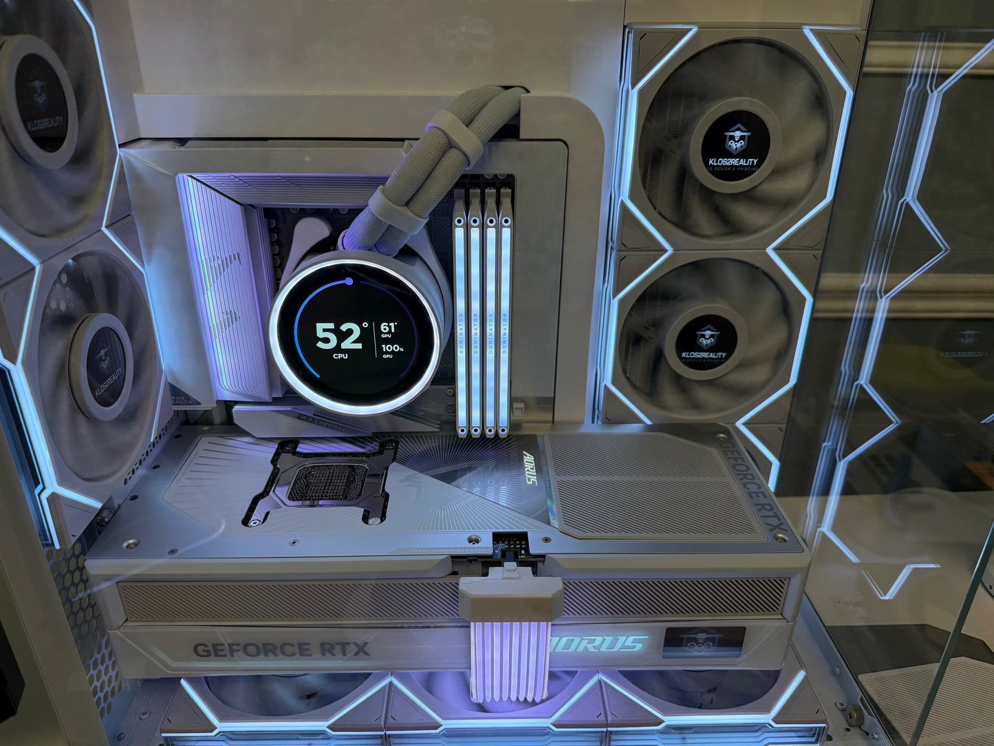 Temps shown after a 3 min run of Furmark. GPU usage shown at 100% on AIO Pump Readout Screen.